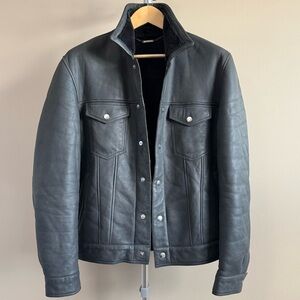 Eleventy Black Leather Jacket
